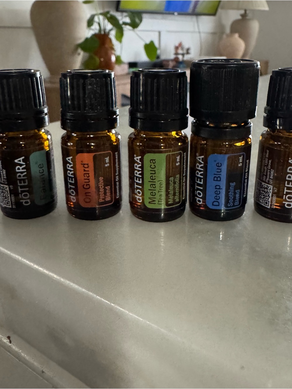 Doterra 5ml Essential Oil Bottles with Green, Blue, Orange Labels
